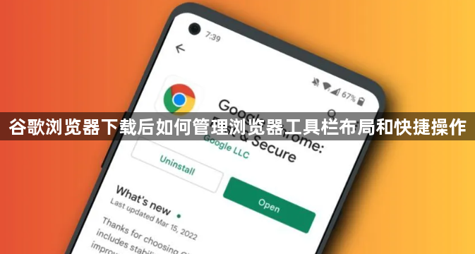 谷歌浏览器下载后如何管理浏览器工具栏布局和快捷操作1